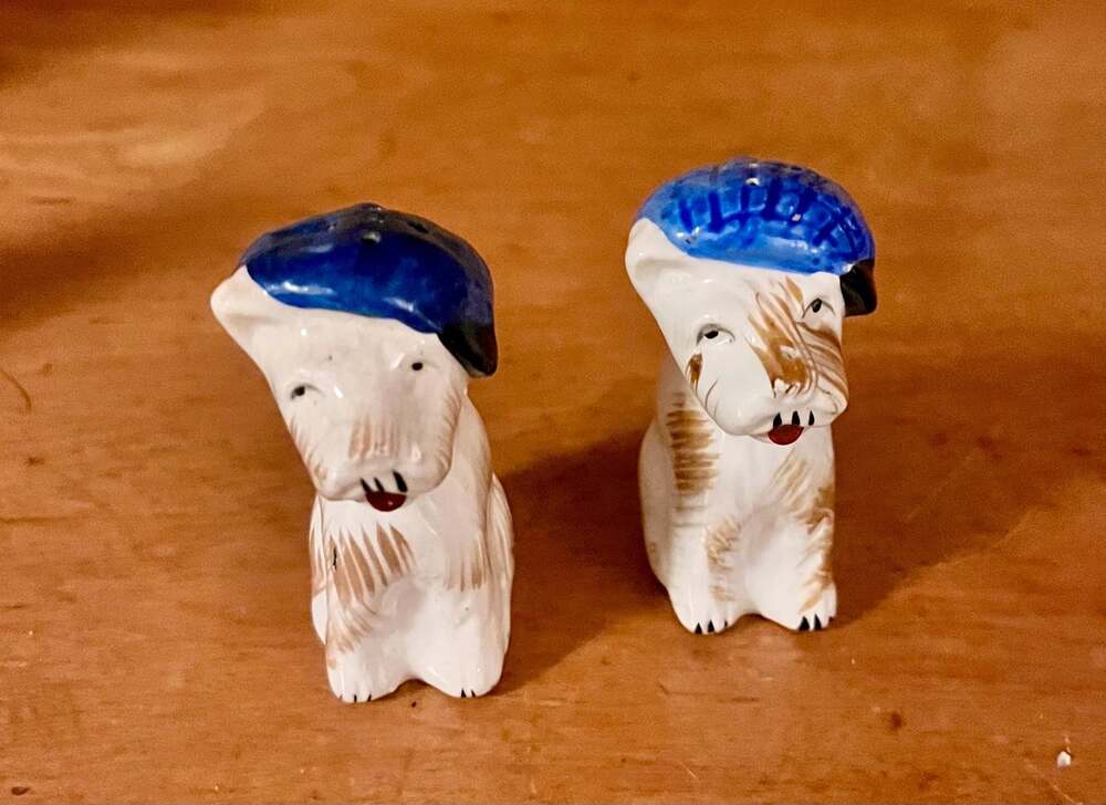 Vintage Japanese Terrier Salt & Pepper Shakers | Occupied Japan Porcelain | 2.5”